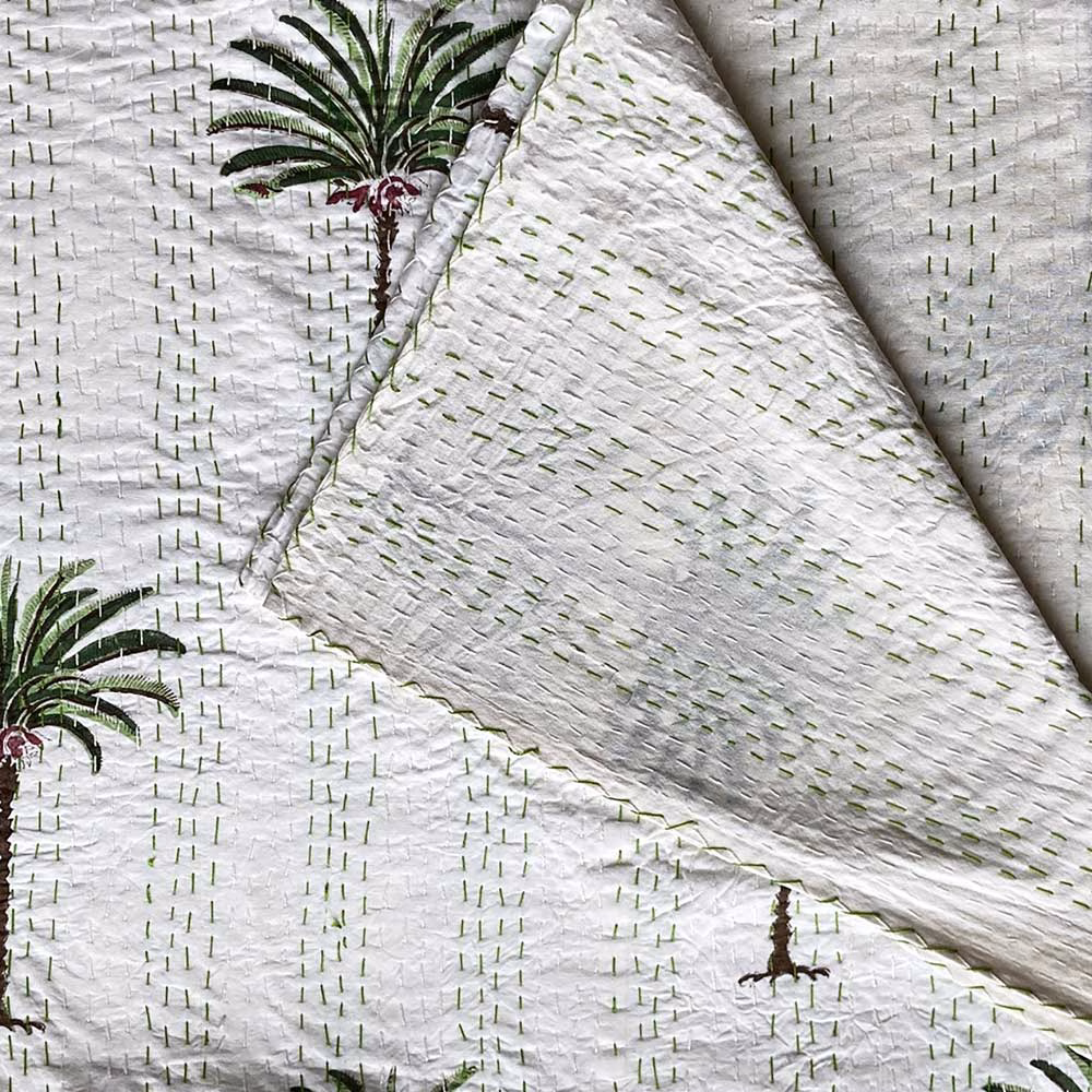 Kantha Throw - Palm Tree Print - Image 3