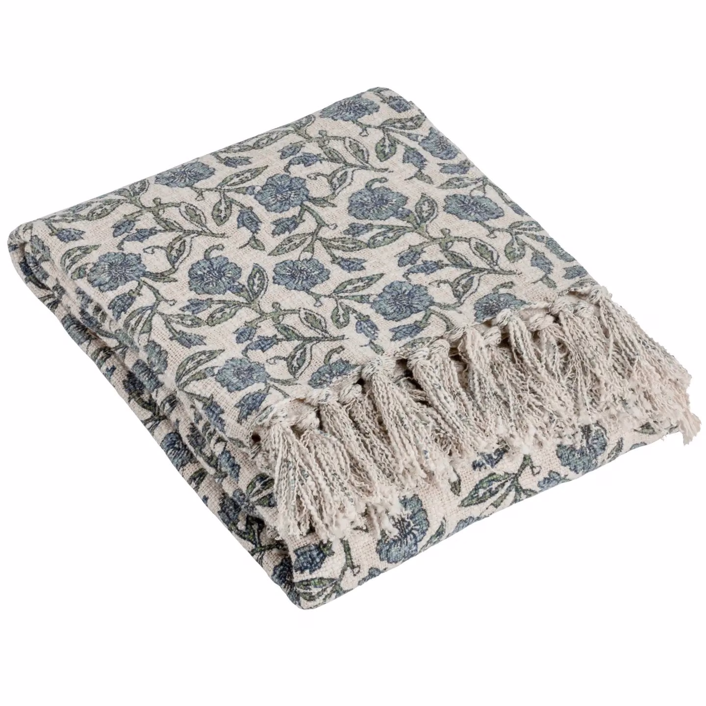 Delphine Printed Cotton Throw Delph Blue - Image 3
