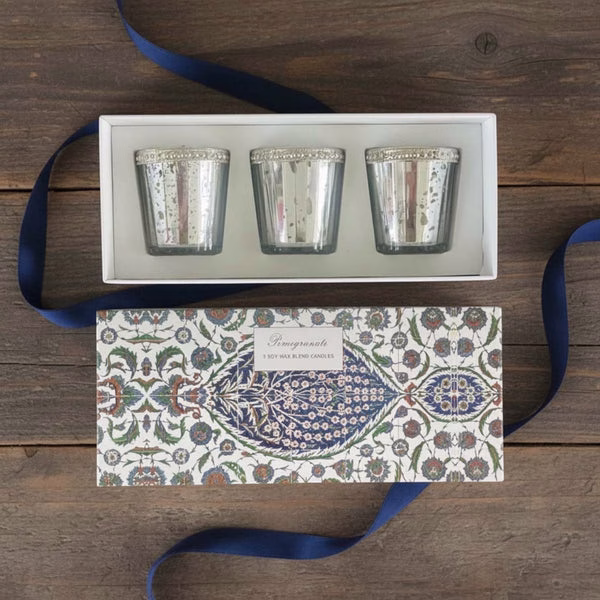 Boxed set of 3 votives (Pomegranate)
